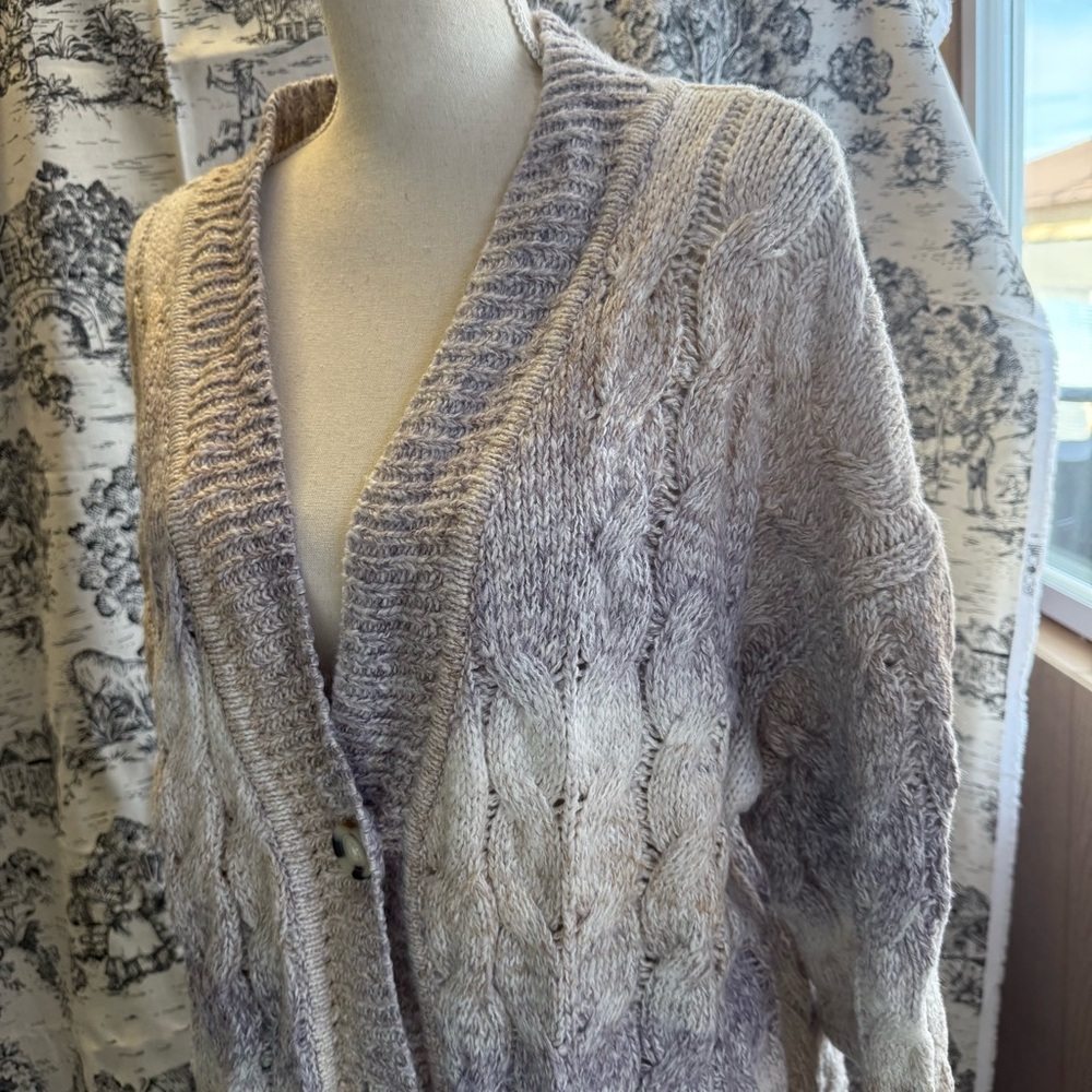 Woman’s Plus Size Sweater Cardigan Lavender & Cream 1X Ava&Viv